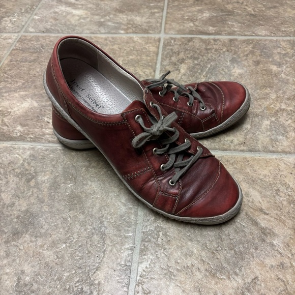 Josef Seibel Shoes - Josef Siebel burgundy distressed casual sneakers. Women’s size 10